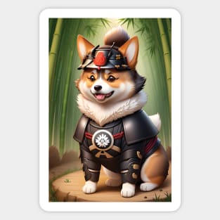 A cute samurai corgi dog #1 Sticker